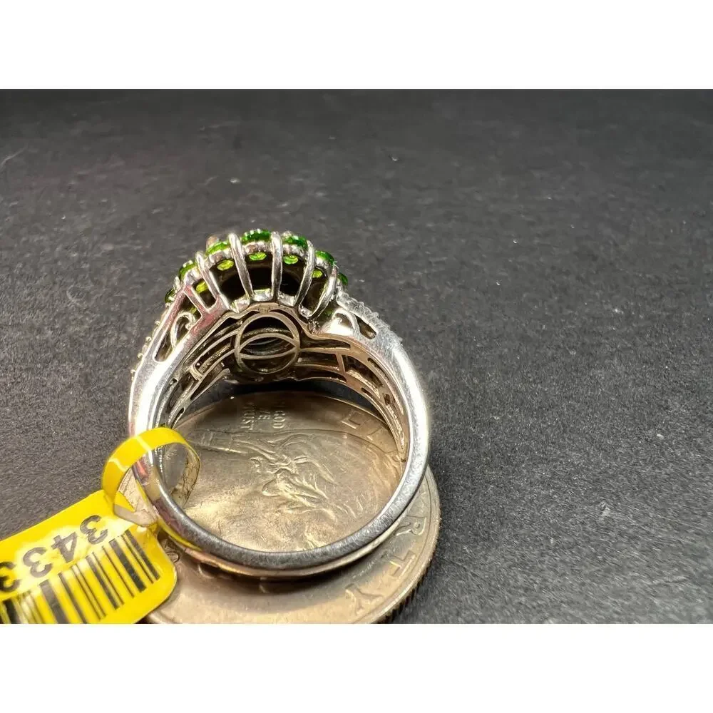 NEW with tag ammolite and diamond sterling silver ring size 7